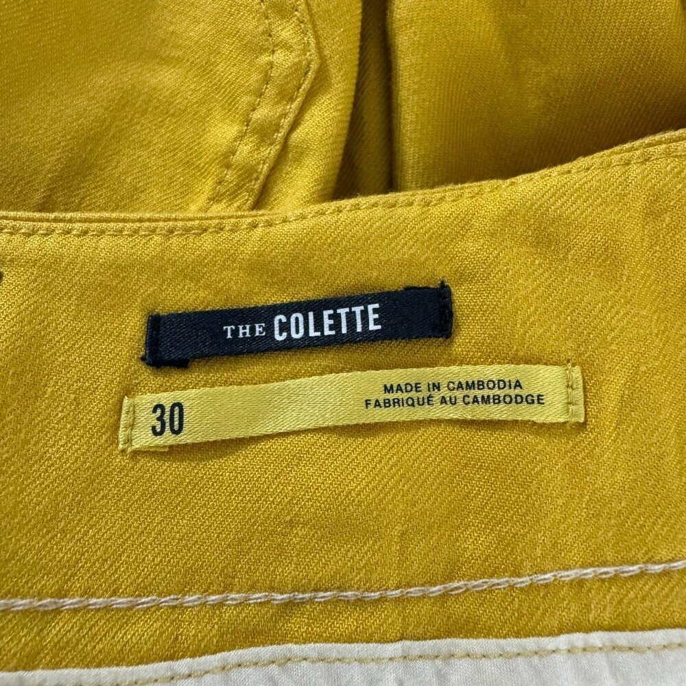 Maeve Mustard Yellow High-Rise Cotton Shorts - Picture 9 of 12